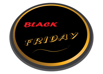 Black Friday sale tag- Black & gold, round banner, sticker, poster, advertising PNG