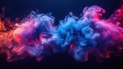 Colorful blue and purple smoke cloud shaped like a monster on a black isolated background perfect for stylish t-shirt designs
