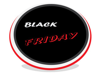 Black Friday sale tag- Black background and white ,red text, round banner, sticker, poster, PNG
