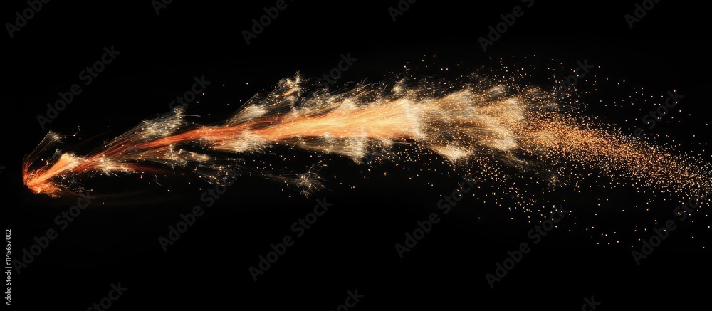 Poster dynamic long exposure of vibrant firework trails illuminating a dark sky in an artistic display of l