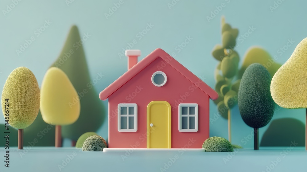 Poster modern smart home model with illustrative design and application integration for enhanced home manag