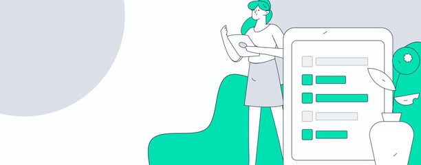 Invite friends to conduct questionnaire flat vector concept operation hand drawn illustration
