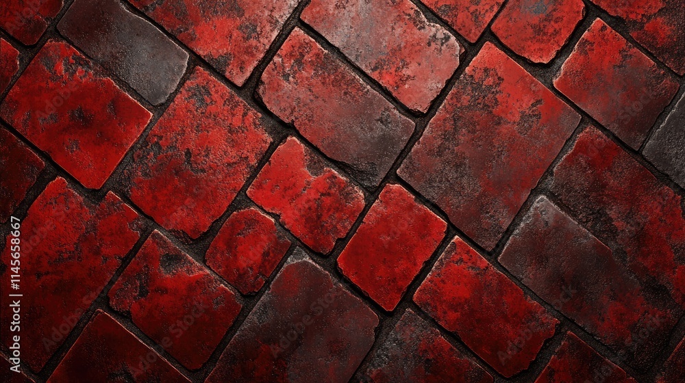 Poster red weathered paving slabs showcasing a unique texture suitable for background, architectural design
