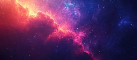 Obraz premium Vibrant cosmic nebula with bursts of color and light creating a stunning night sky backdrop for text or design use