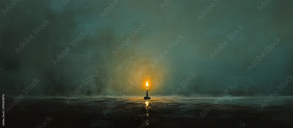 Aufkleber tranquil candlelight illuminating a dark serene space evoking calmness and introspection in a moody 