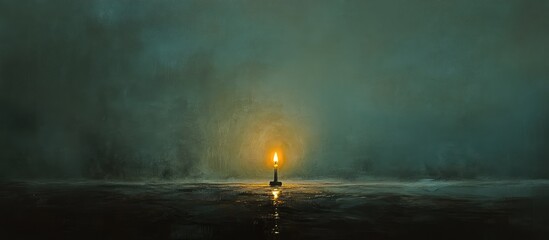 Tranquil candlelight illuminating a dark serene space evoking calmness and introspection in a moody atmospheric setting.