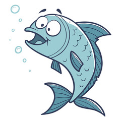 Naklejka premium watercolor-vector-of-a-cartoon-blue-fish-animation.eps