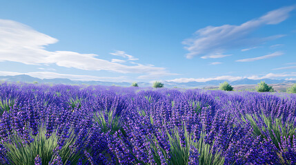 Lavender Fields Under a Summer Sky 