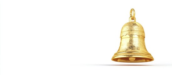 Golden Christmas bell isolated on clean white background perfect for festive celebrations and holiday themed designs.