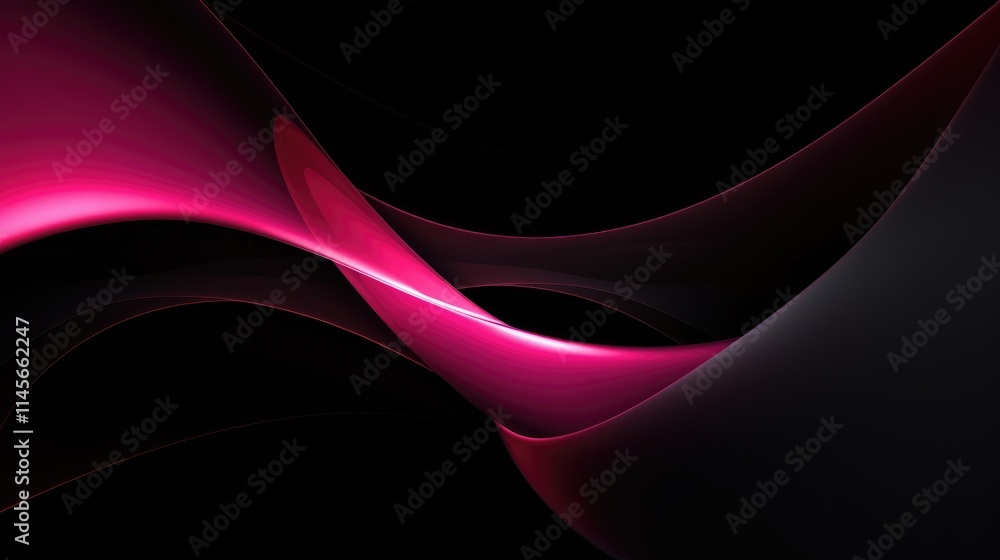 Aufkleber elegant abstract pink wave design on a sleek black background creating a modern minimalist aesthetic