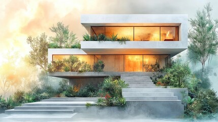 Modern Eco-Friendly House in a Lush Forest Setting