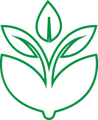 Eco friendly icon in trendy green line style. Ecologic food stamp sign. Organic natural food vector illustration. Element design for natural concept isolated on transparent background.