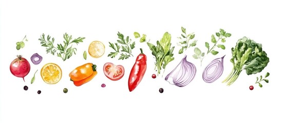 Vibrant organic salad ingredients including vegetables and garnishes perfect for nutritious meal preparations and healthy lifestyle recipes