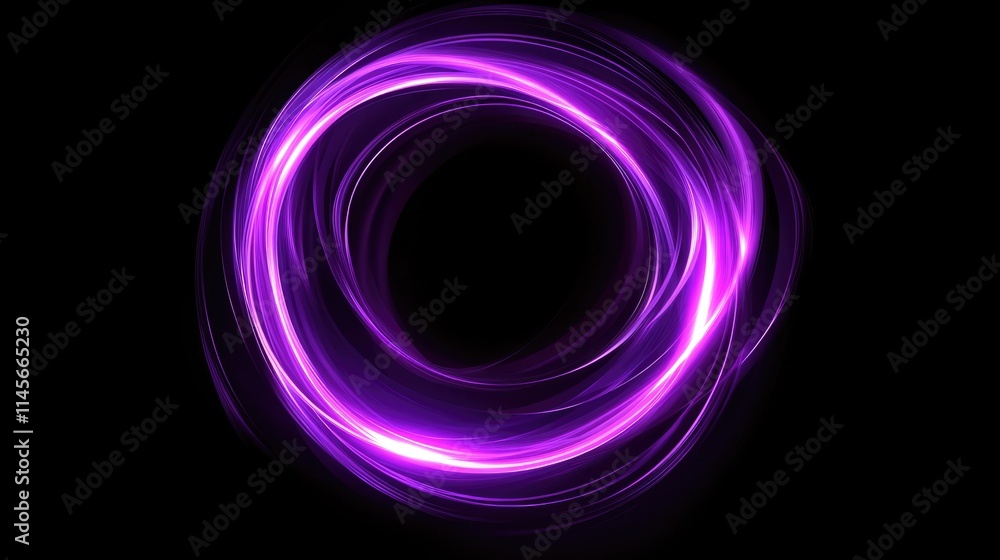 Poster vibrant purple swirling light effect creating an abstract circle for design projects and artistic il