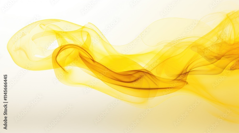Poster elegant flowing yellow smoke on a bright white background creating an abstract design suitable for a
