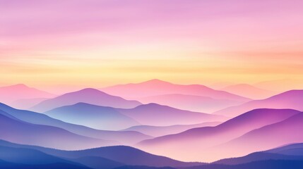 Obraz premium Pastel twilight sky over rolling mountains at sunset creating a serene vintage atmosphere ideal for wallpaper or backdrop design