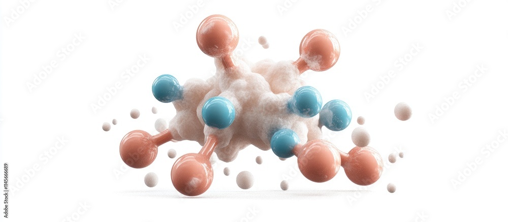 Poster 3d rendering of a complex chemical compound illustrating molecular structure and interaction with co