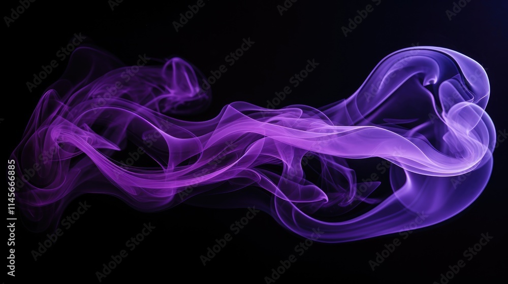 Poster purple smoke swirls gracefully on a black background creating an ethereal and dynamic visual effect 