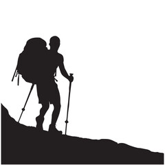 Naklejka premium Hiking man Silhouettes. hiker with rucksacks and backpack silhouette.