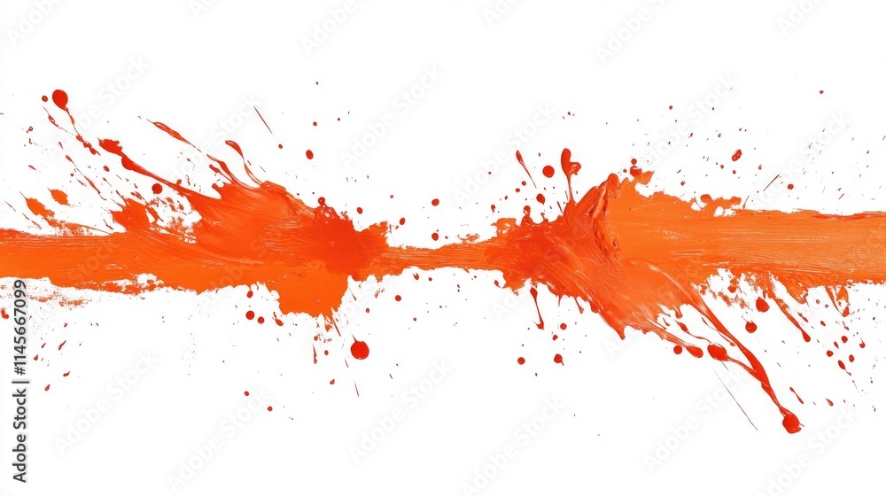 Poster vibrant orange paint splash creating dynamic abstract visual on a clean white background for creativ