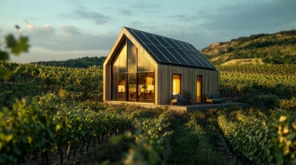 Eco-Friendly Modern Home in Vineyard Sunset