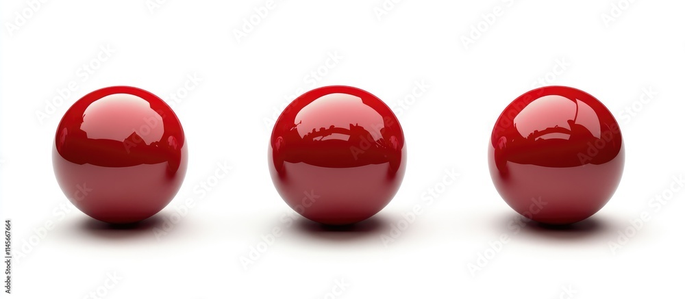 Poster three vibrant red spheres arranged in a row on a clean white background creating a minimalist and st
