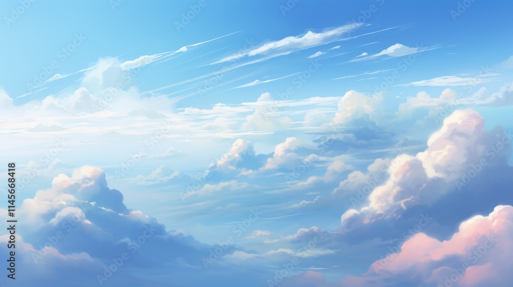 Aufkleber serene blue sky with soft white clouds and gentle light creating a tranquil and uplifting atmosphere