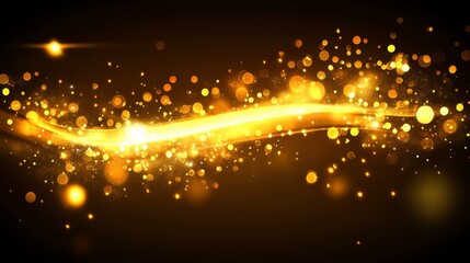 Obraz premium Golden Sparkles Wave Abstract Background - Festive Design