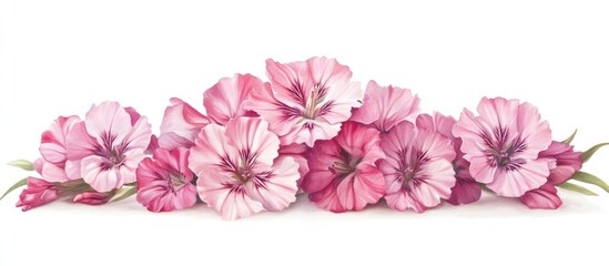 Fototapeta premium Colorful bouquet of sweet William flowers in shades of pink on a white background showcasing natural beauty and floral elegance.