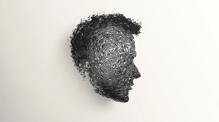Fingerprint Man Profile Silhouette, Abstract Identity Concept