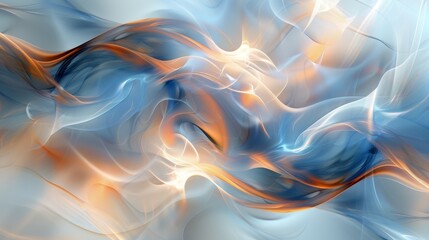 Obraz premium Colorful abstract waves flow through a soft background creating a mesmerizing visual experience with hints of orange and blue
