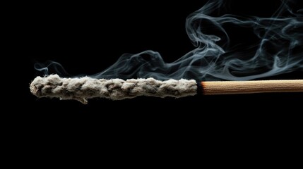 Incense Stick with Wisps of Smoke on a Dark Background Creating a Serene and Calming Atmosphere for Relaxation and Meditation