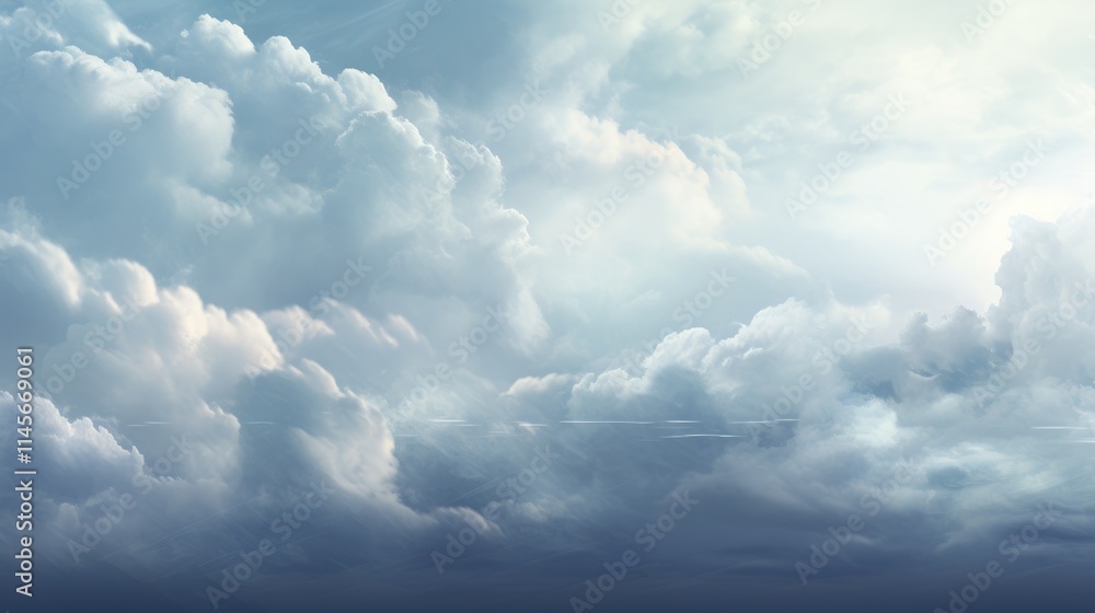 Poster dramatic clouds with a blend of light and shadow creating a moody atmospheric scene in the sky for w