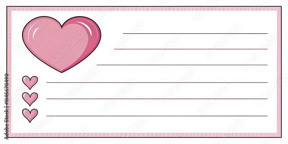 Poster A pink card with a heart on it and a line of text