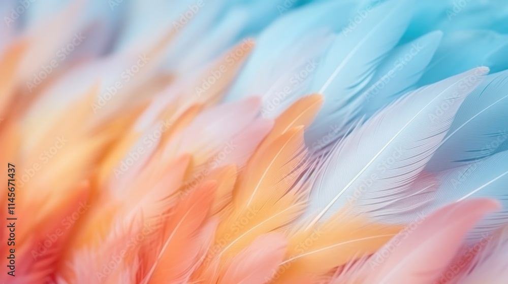 Poster soft colorful feather texture background design for abstract art featuring blurred details and gentl