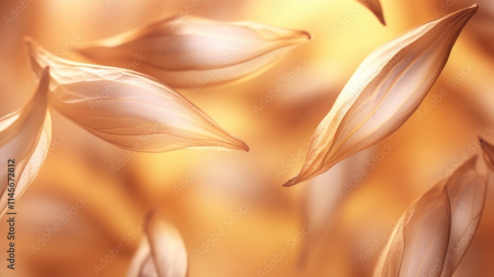 Poster abstract blurred background of maple seeds with a warm golden hue creating a serene and atmospheric 
