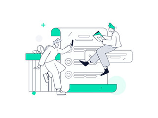 Invite friends to conduct questionnaire flat vector concept operation hand drawn illustration
