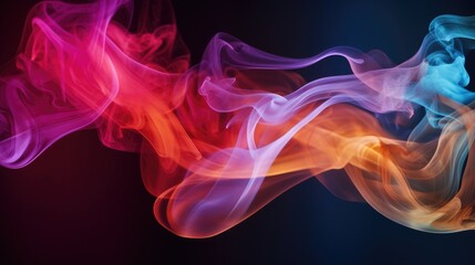 Obraz premium Colorful flowing smoke patterns in a dark background creating a dynamic and artistic abstract design for creative projects