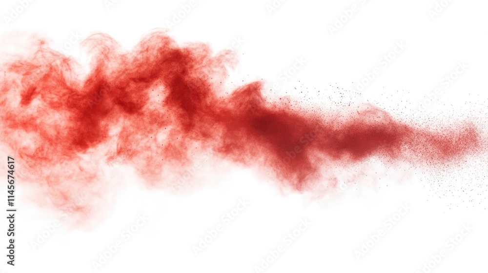 Poster red powder explosion creating a dynamic dust cloud on a white background ideal for abstract design a