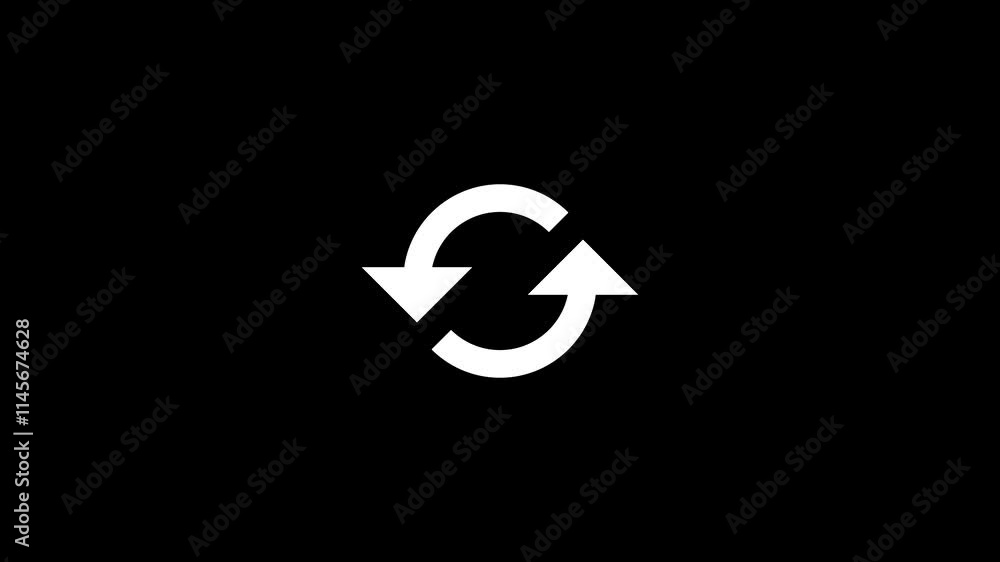 Poster refresh button icon animation, circle arrow reload rotation.