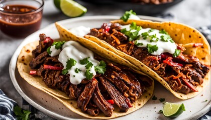 smoky bbq meat tacos on a plate