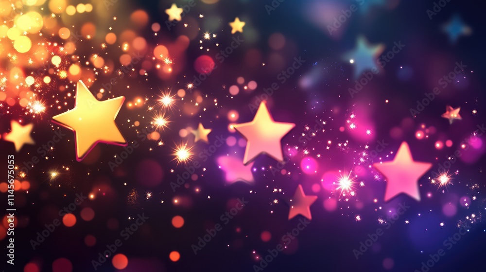 Poster vibrant starry background with colorful lights and bokeh effects creating a magical and enchanting a