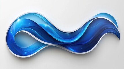 Abstract blue wave design with glossy finish on white background suitable for modern graphics or promotional materials.