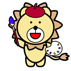 絵描きのライオン　イラスト