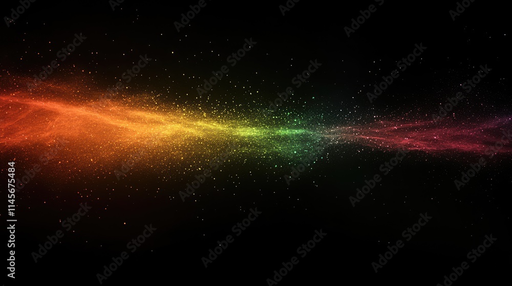 Poster colorful powder explosion creating a vibrant cloud on a dark background abstract visual of particles