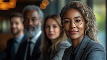 Obraz premium A portrait of business people working together as a team represents support, cooperation, and diversity in a legal aid company.