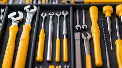 Organized toolbox with various hand tools.