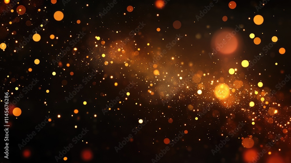 Poster golden shimmering bokeh texture with defocused glitter creating a warm and festive background for ce
