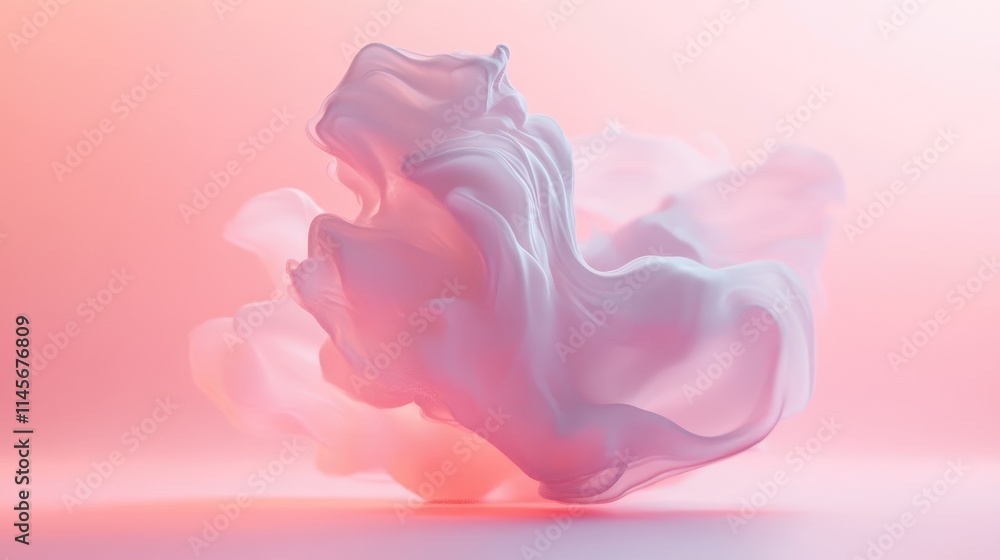 Poster soft fluid shape on a blurred pink background creating an abstract and dreamy aesthetic for design a