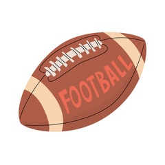 American football ball. Sports attributes. Sports equipment design. Vector illustration isolated on transparent background.